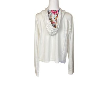 Vera‎ Bradley Womens Cream with Floral Hood Hoodie Lightweight Sweatshirt Large